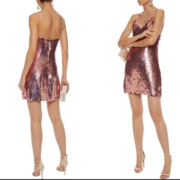 Alice + Olivia - Contessa Embellished V Neck Dress in Iridescent Pink Size S - Picture 7 of 15